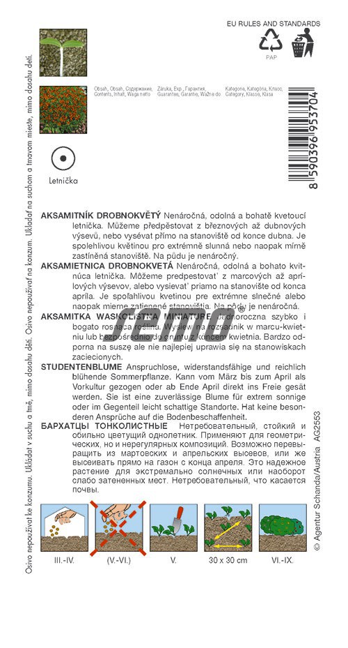 Aksamietnica drobnokvetá červená 0,2g SEMO popis