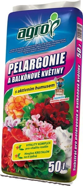 AGRO Substrát na muškáty a iné balkónové kvety 50l
