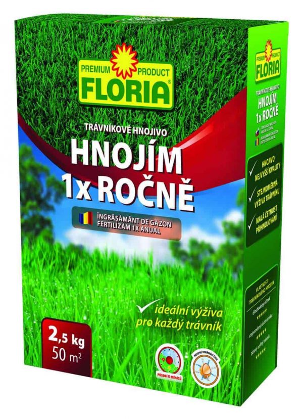 FLORIA Trávnikové hnojivo hnojím 1xročne 2,5kg