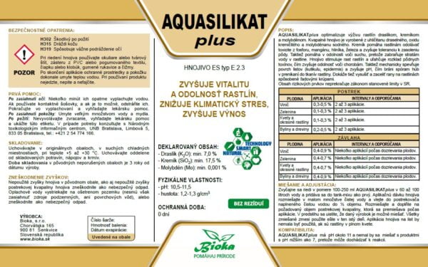 AQUASILIKATplus etiketa