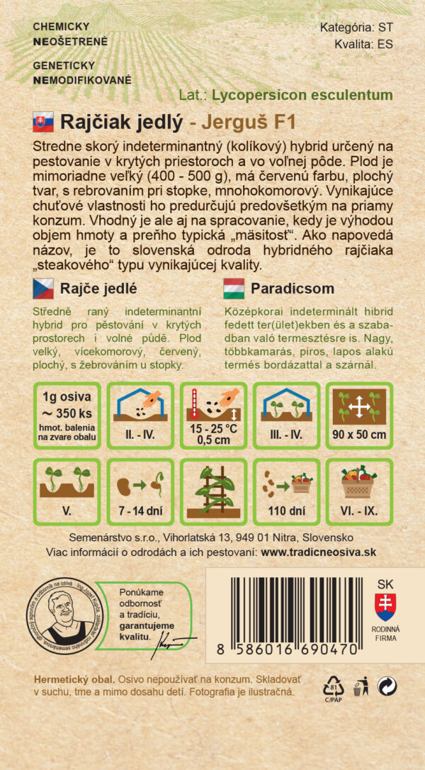 Rajčiak kolíkový JERGUŠ F1 0,15 g Semenárstvo - Image 2