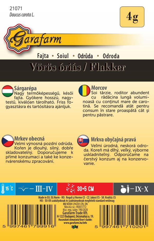 Mrkva neskorá VOROS ORIAS 4 g Garafarm - Image 2