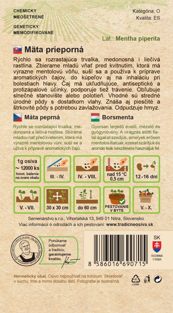 Mäta pieporná 0,15 g Semenárstvo - Image 2