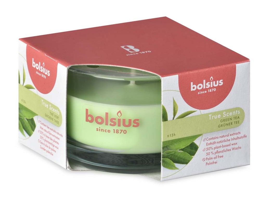 Sviečka vonná v skle Bolsius Aromatic 80 x 50 mm Zelený čaj