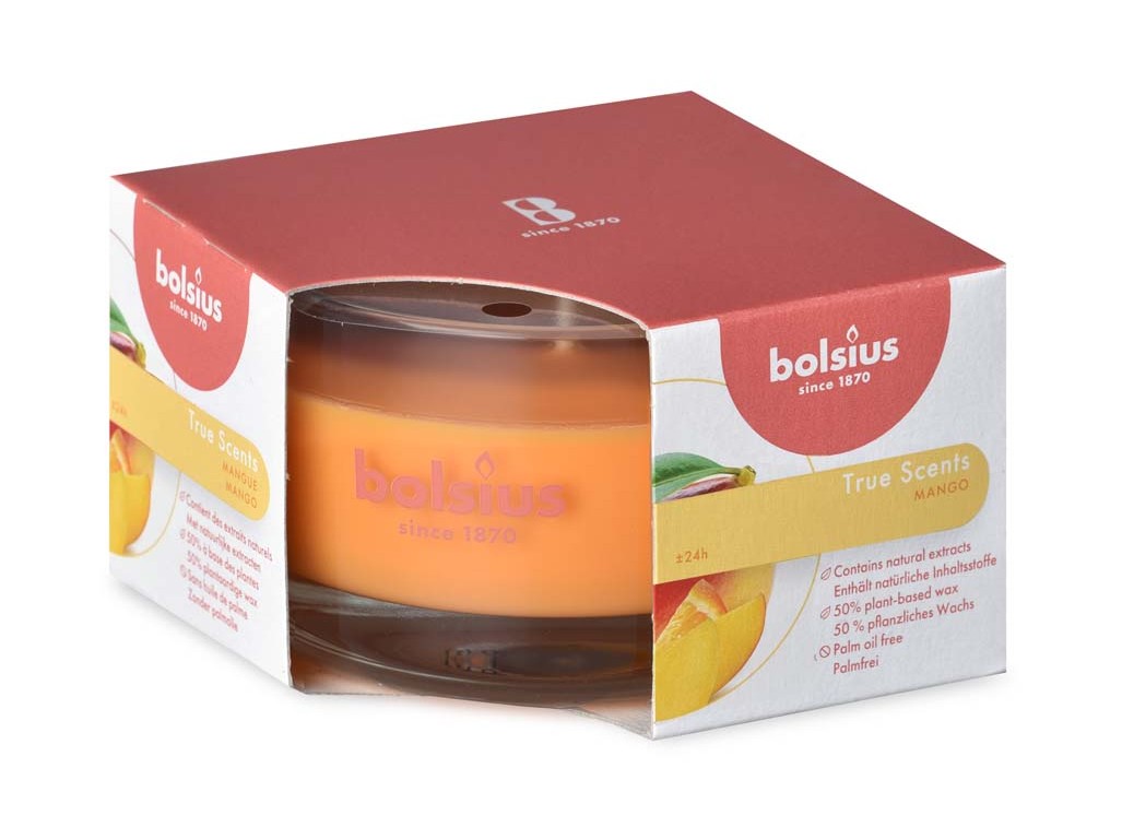 Sviečka vonná v skle Bolsius Aromatic 80 x 50 mm, mango